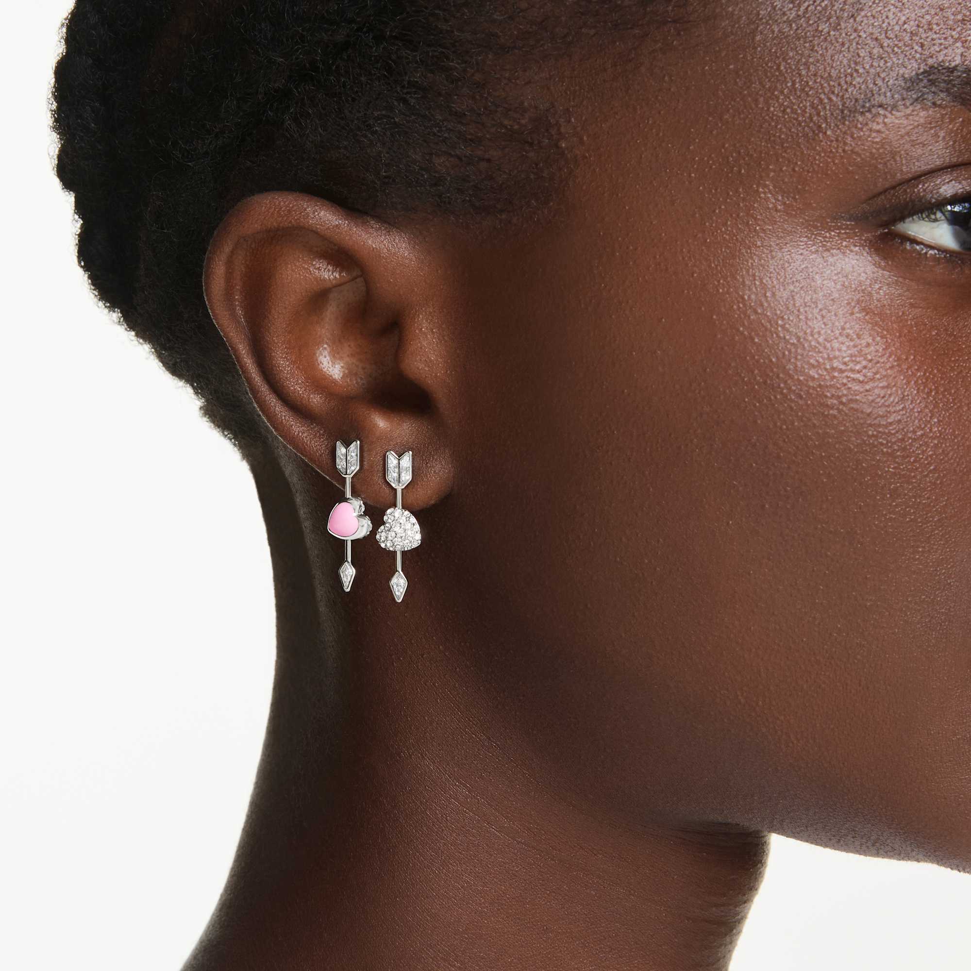 עגילי אידיליה חץ ולב בציפוי רודיום