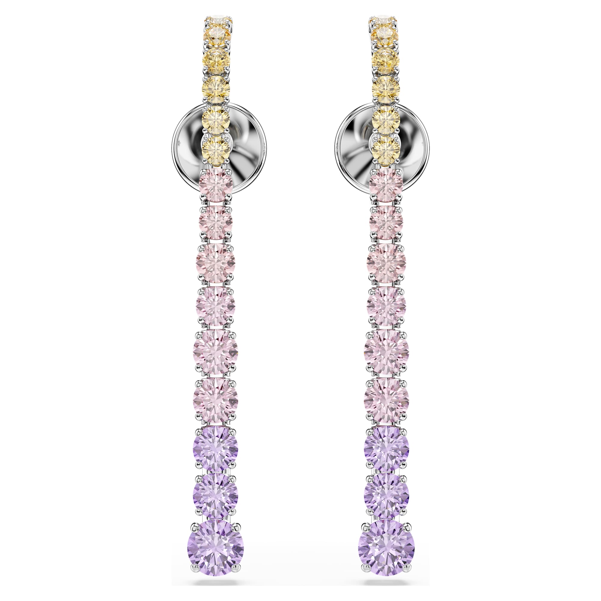 עגילי מטריקס מאורכים משובצים בגוון סגול