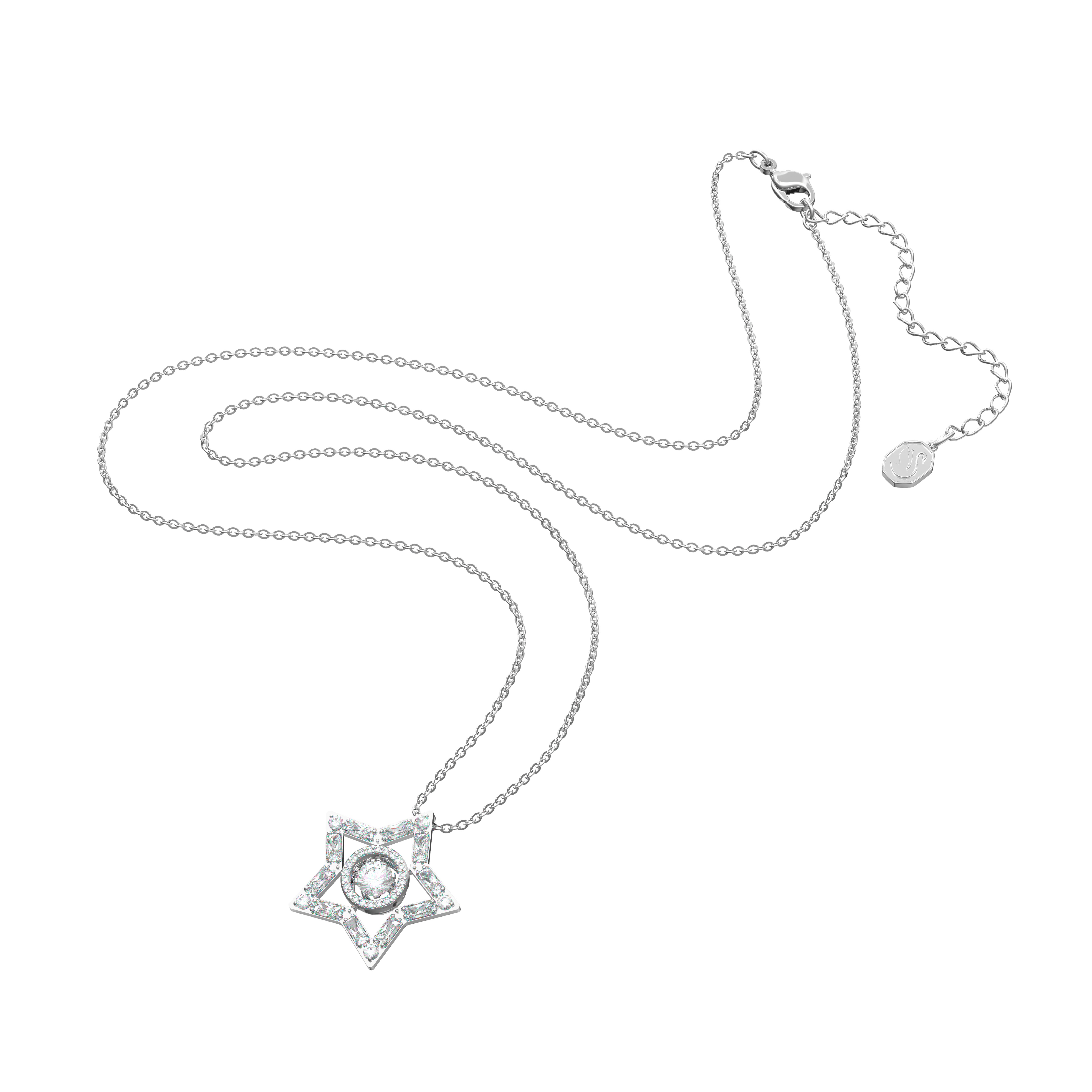 תליון Stella בחיתוכים מעורבים בצבע לבן בציפוי רודיום