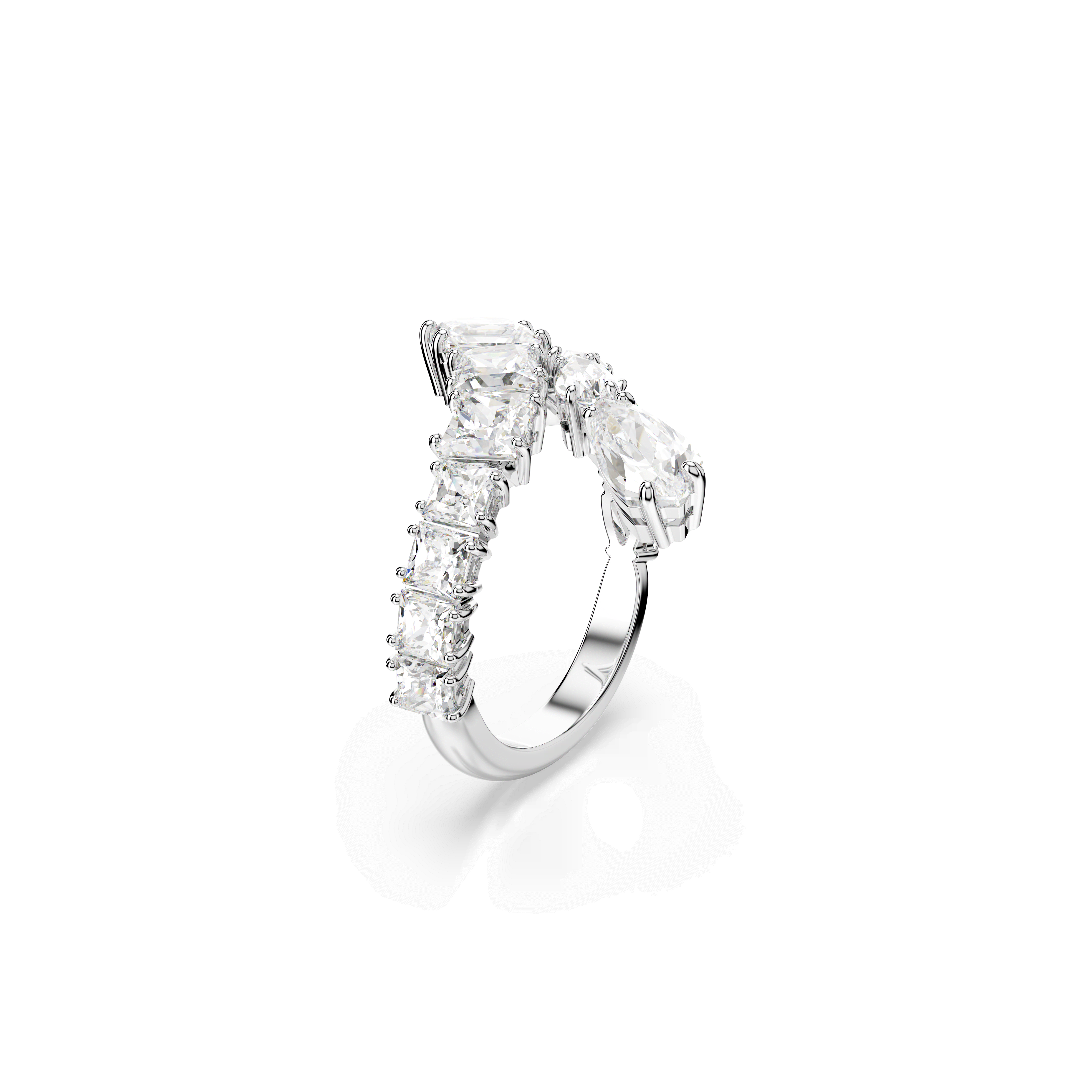 טבעת Matrix בחיתוכים מעורבים בצבע לבן בציפוי רודיום