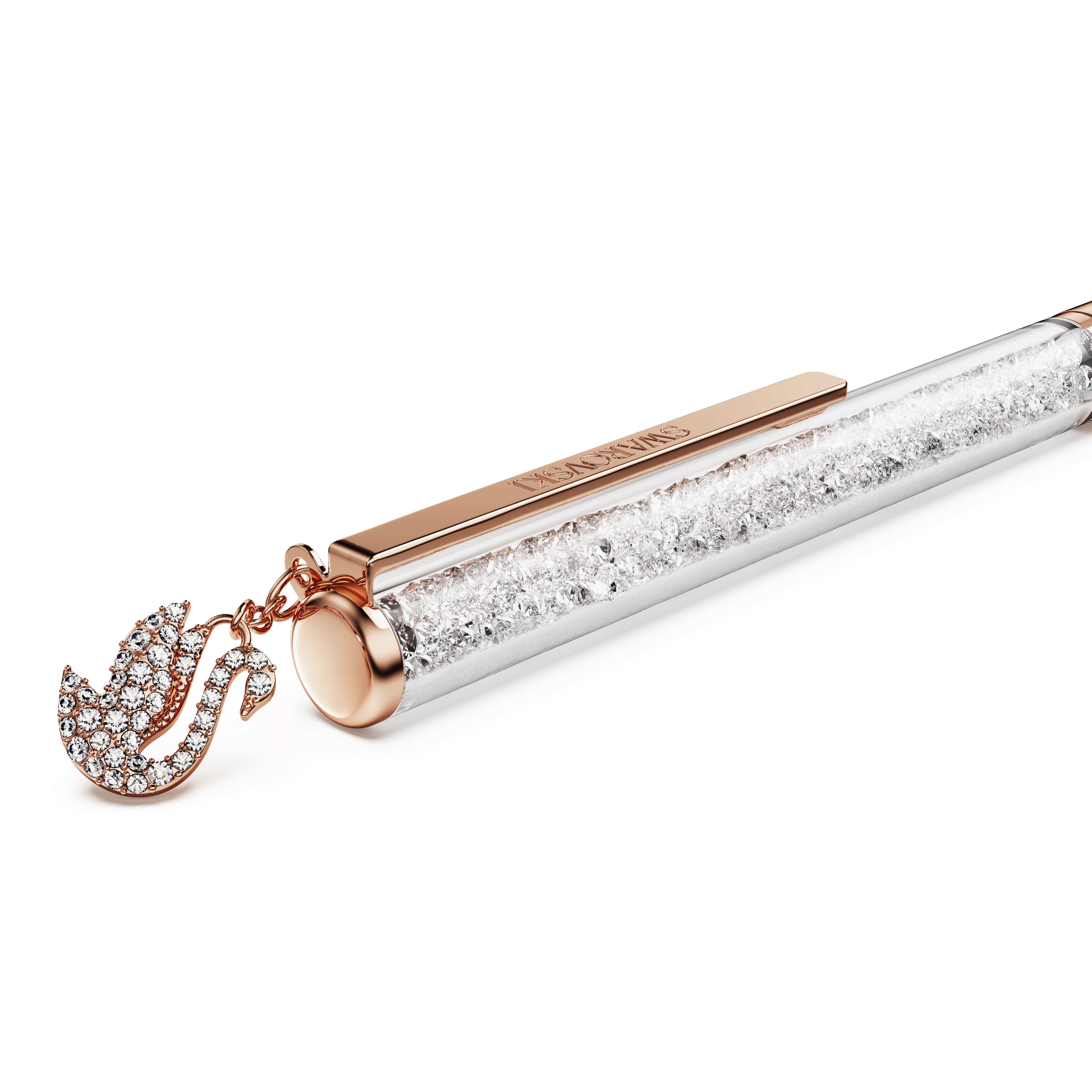 עט כדורי קריסטלי, ברבור, מצופה זהב ורוד