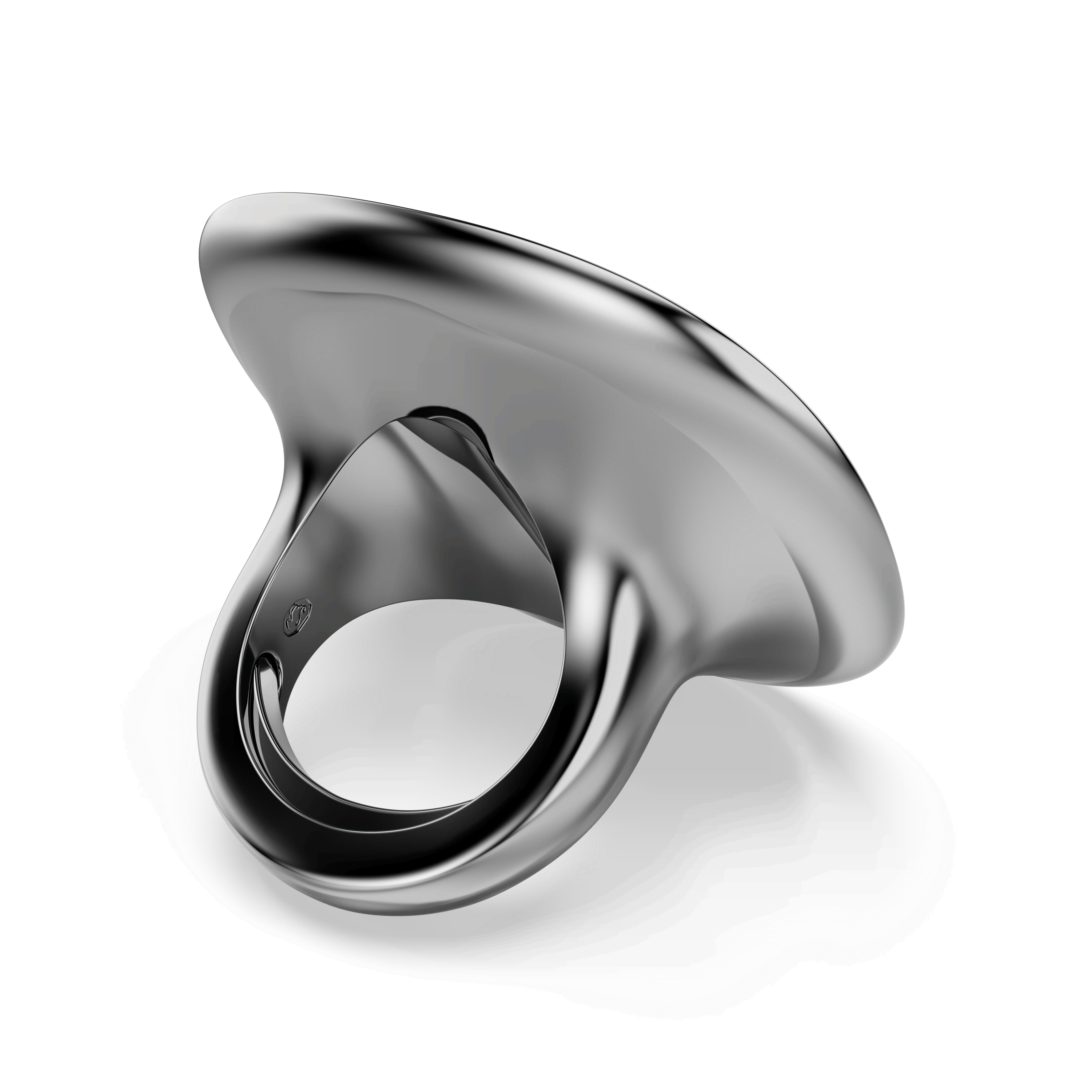 טבעת קוקטייל Una Angelic, חיתוך Cushion, לבן, מצופה רותניום