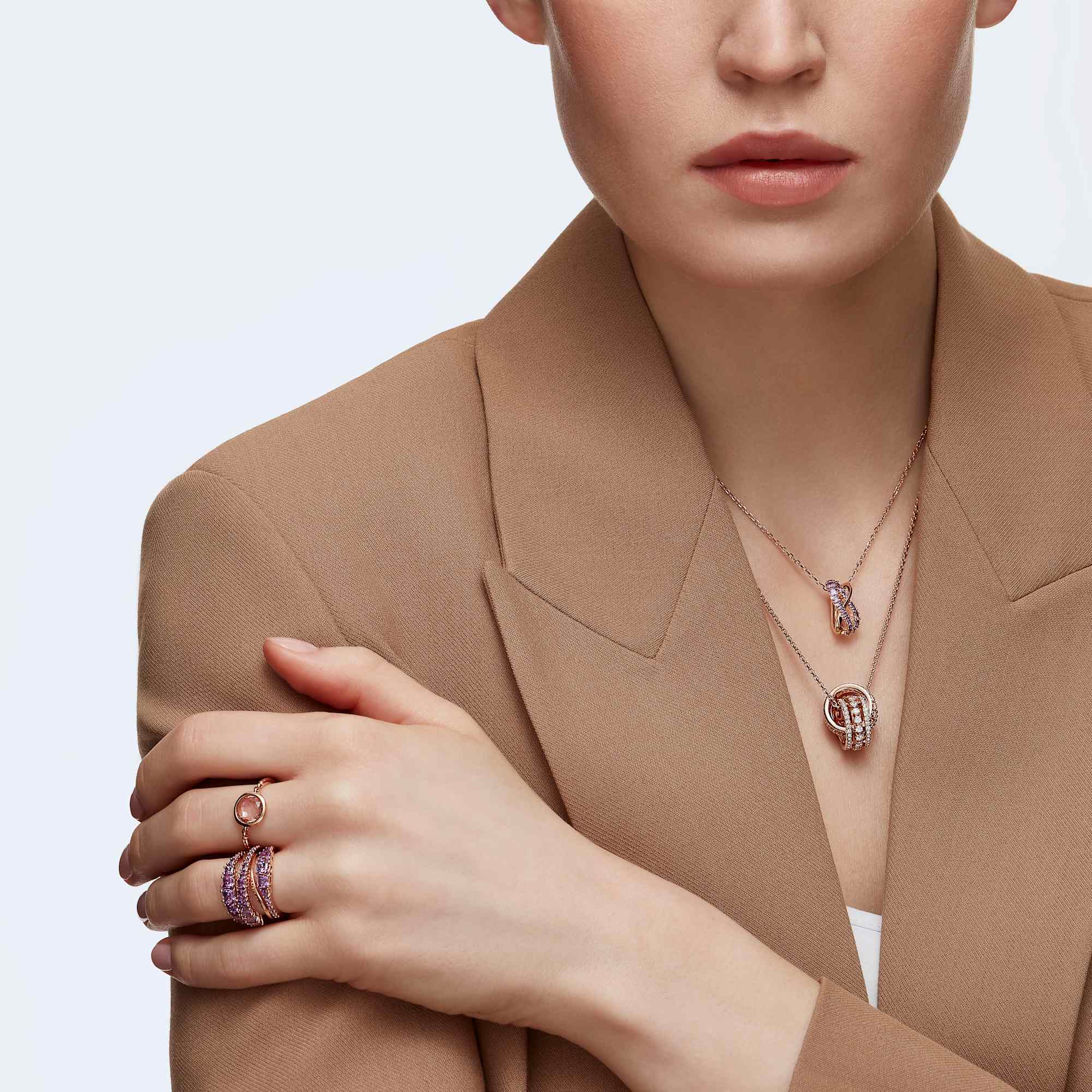 שרשרת בציפוי  רוז גולד SWAROVSKI