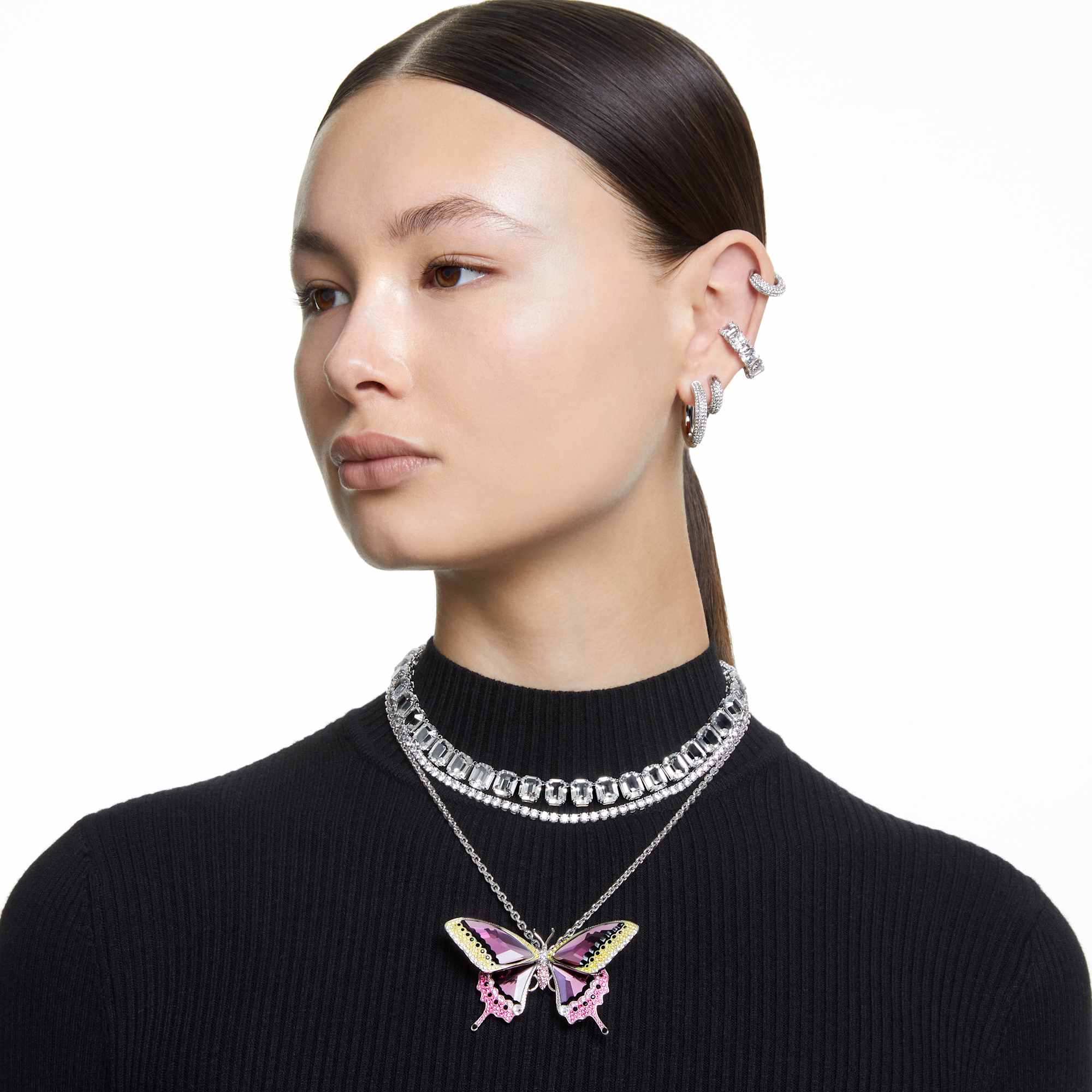 עגילי Dextera בציפוי רודיום מבריק SWAROVSKI