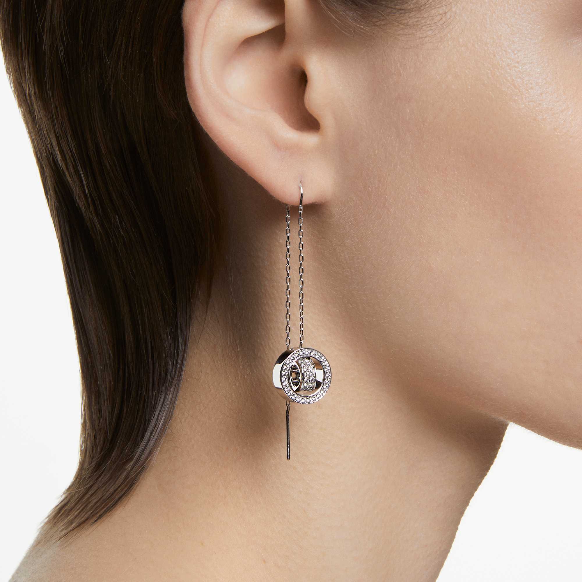 עגילי Hollow בציפוי רודיום מבריק SWAROVSKI