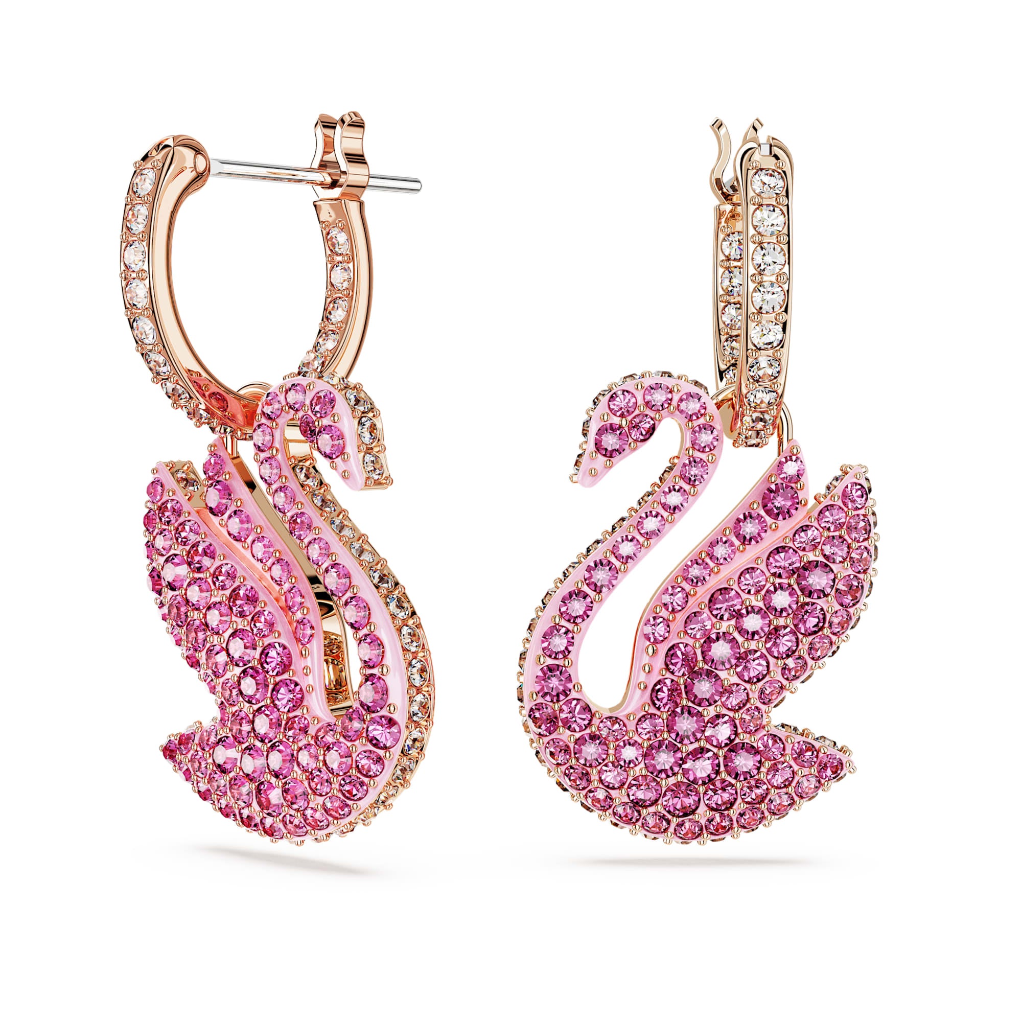 עגיל swan  ורוד SWAROVSKI
