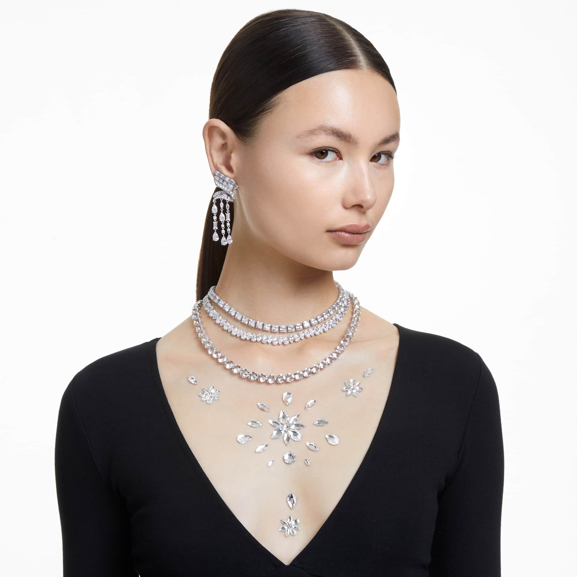 שרשרת Matrix בציפוי רודיום מבריק SWAROVSKI