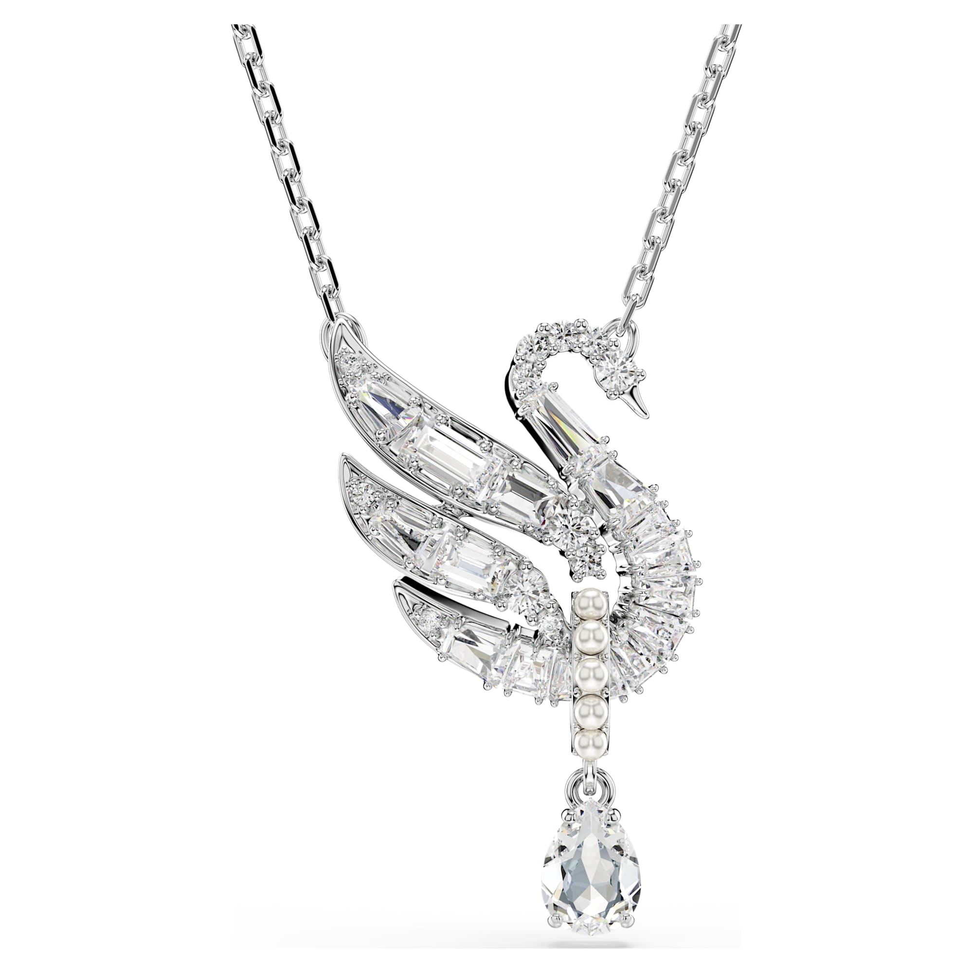 שרשרת Swan בציפוי רודיום מבריק