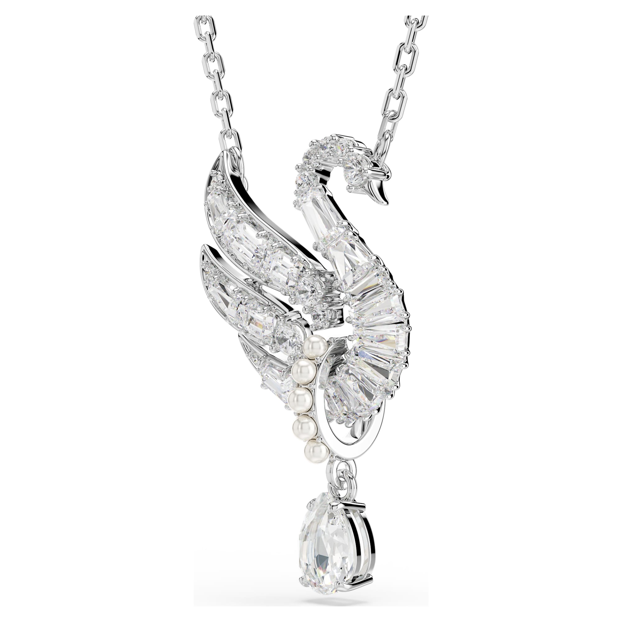 שרשרת Swan בציפוי רודיום מבריק