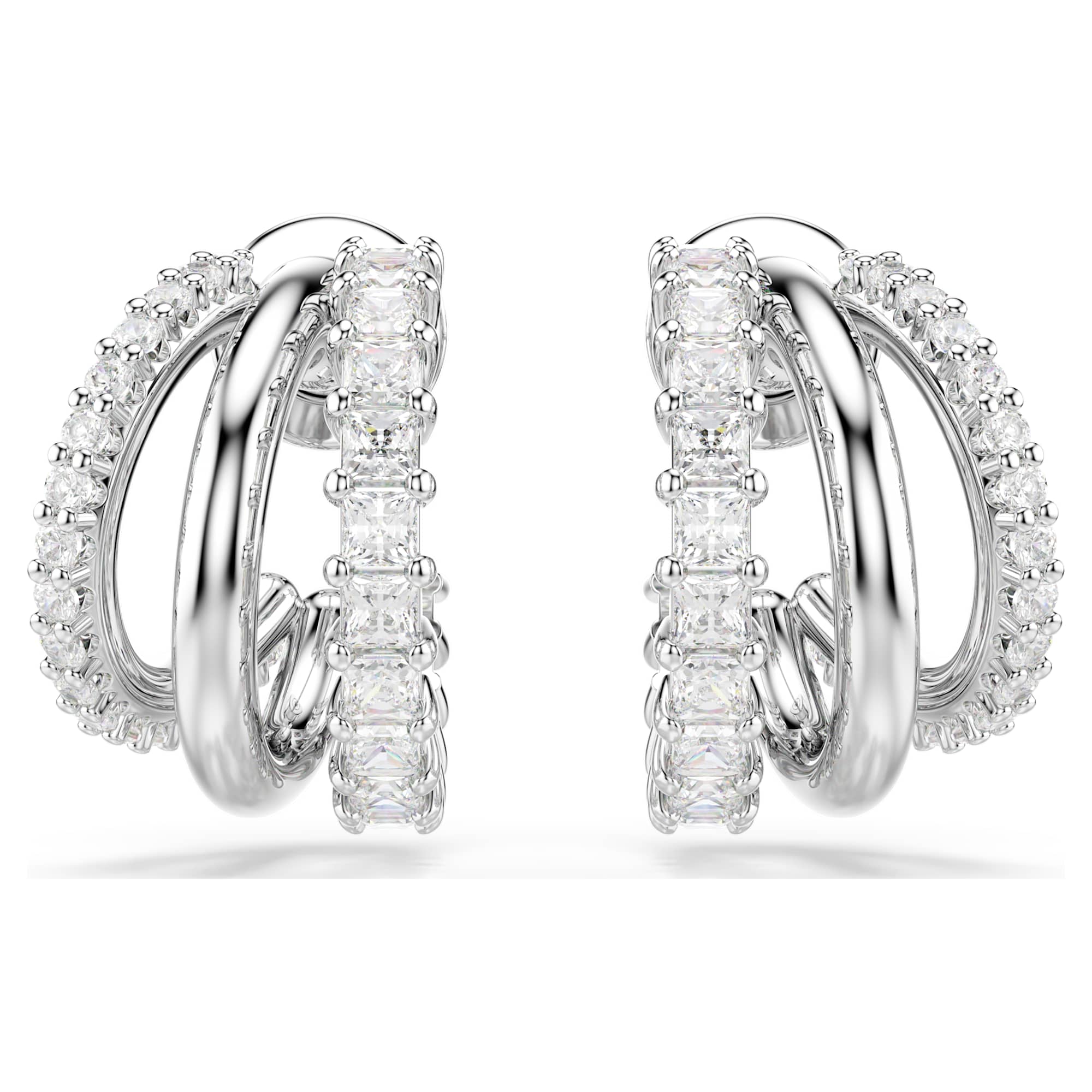 היפרבולה עגילים בחיתוכים עגולים שיבוץ פאווה בציפוי לבן