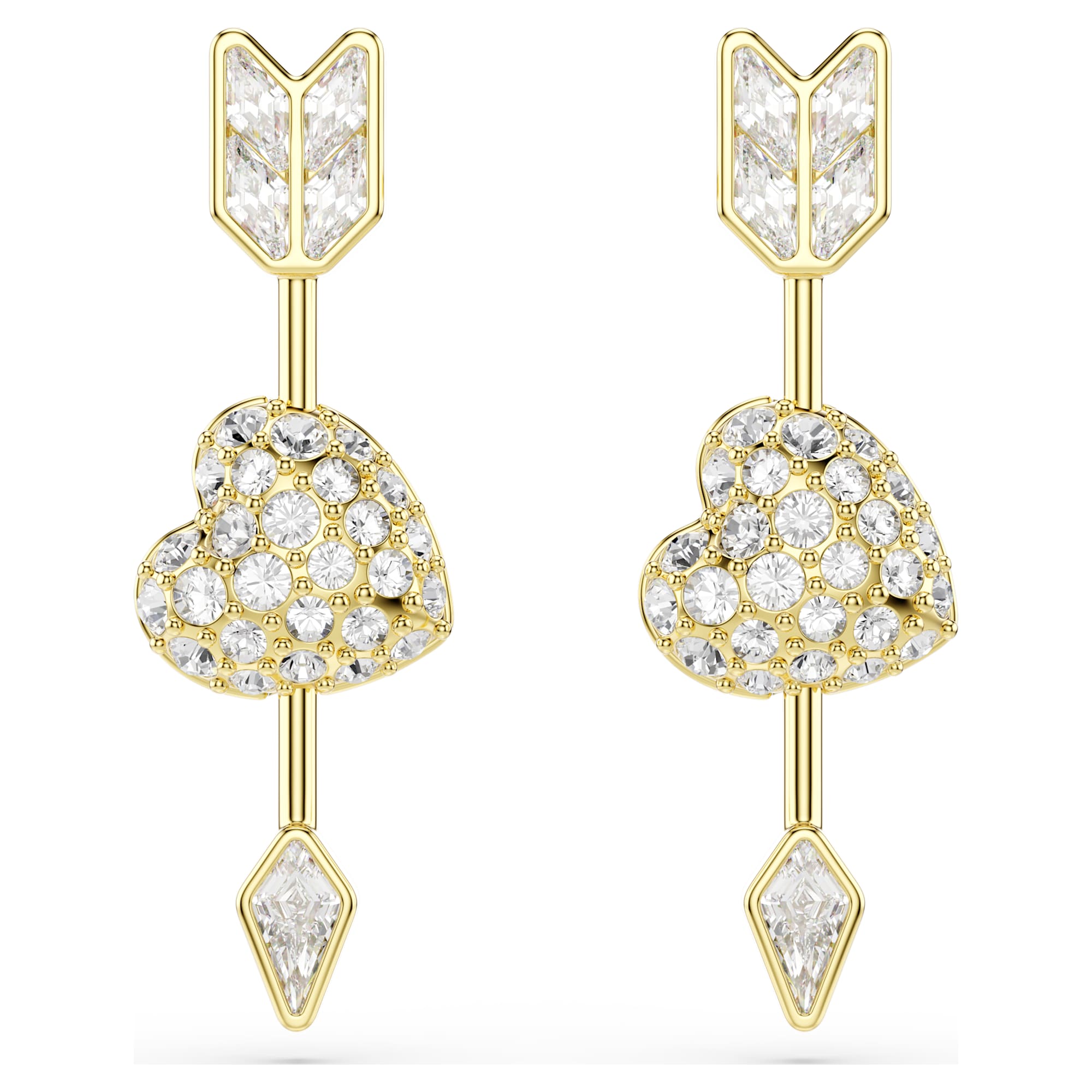 עגילי אידיליה לב בשיבוץ פאווה ציפויי זהב