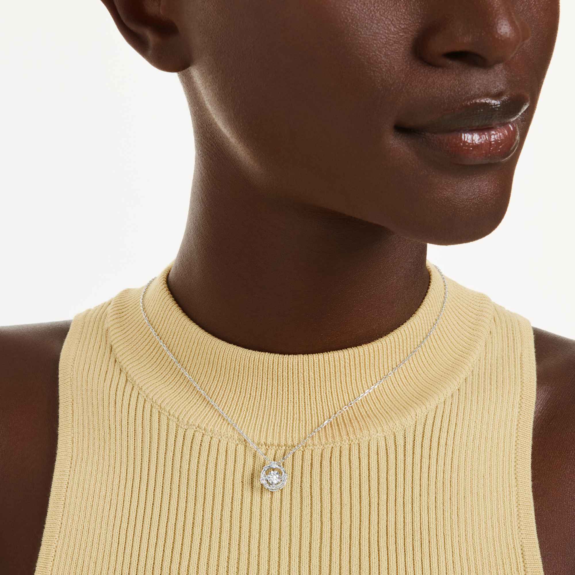 שרשרת קונסטלה מעוגלת קריסטל רוקד בשיבוץ רודיום מבריק