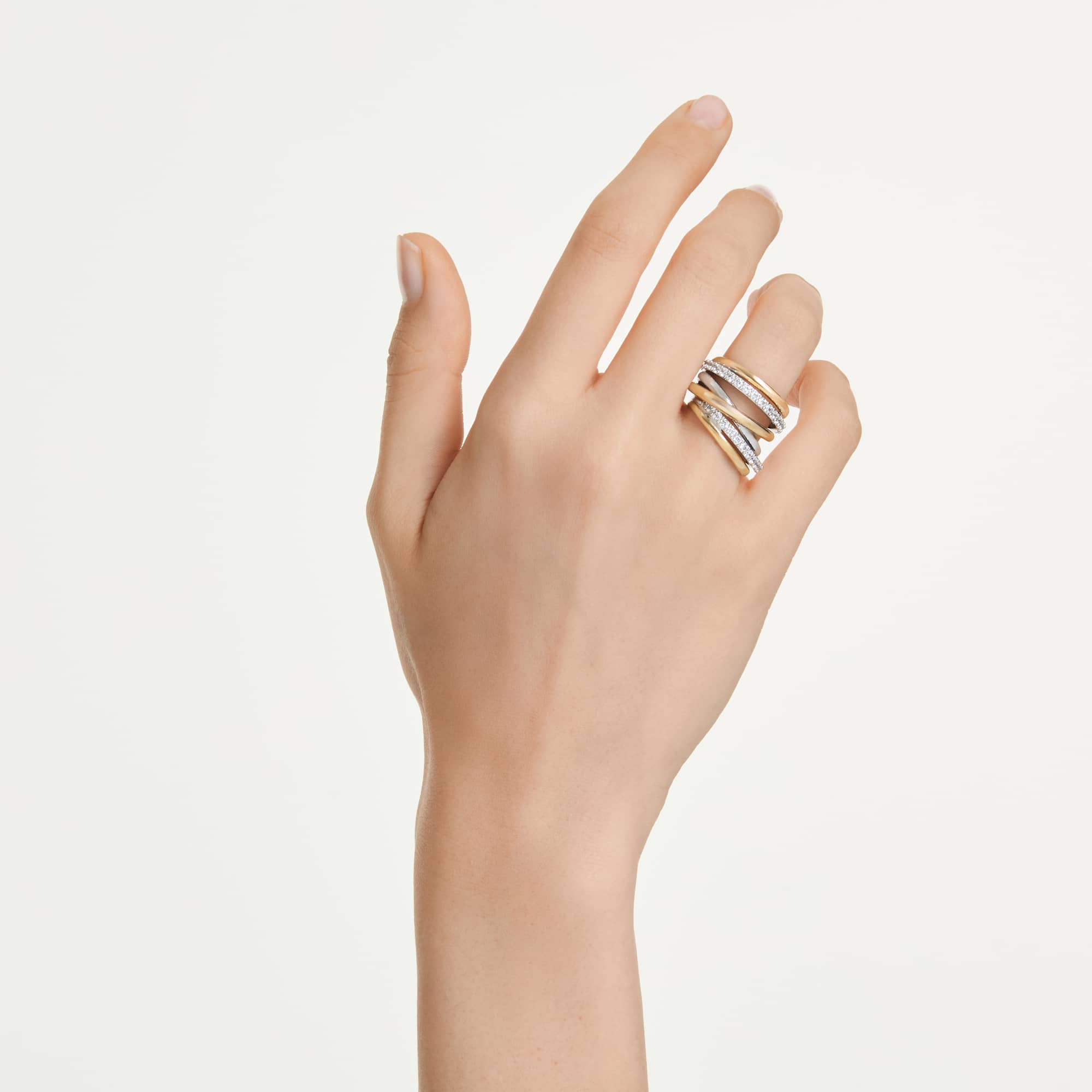 היפרבולה טבעת קוקטייל מעוגלת בציפוי זהב