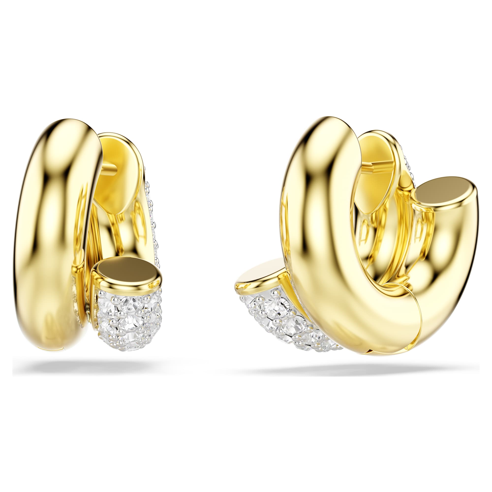 דקסטרה עגילים מעוגלים משובצים פאווה בציפוי זהב